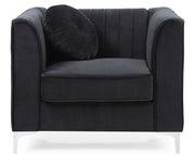 Contemporary sloped armchair by Glory Furniture with plush upholstery and modern design, shown from a side view.