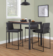 Lumi Source Fuji contemporary high back barstool with elegant design, featuring a sleek wooden frame and upholstered seat.