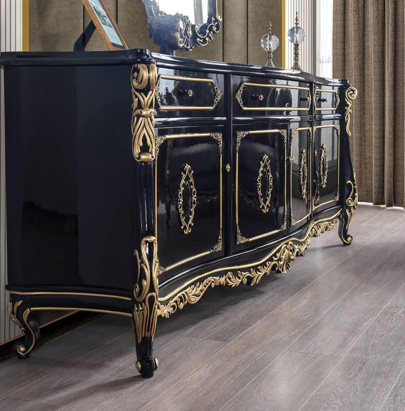 Betria - Console Cabinet - Gold & Black - R&R Furniture Gallery (Fountain Valley, CA)