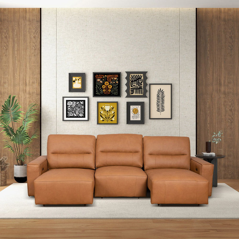 Grant - Triple Power Convertible Sofa - Cognac - R&R Furniture Gallery (Fountain Valley, CA)