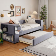 Upholstered Bed With Storage And Twin Trundle, USB Charging Ports - R&R Furniture Gallery (Fountain Valley, CA)