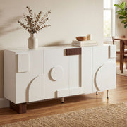White Noble House sideboard buffet cabinet with 4 doors and adjustable shelves, wide storage unit for modern home decor.