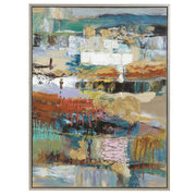 Uttermost Fiesta hand-painted blue canvas art featuring abstract design, suitable for modern home décor.
