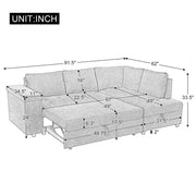 L Shaped Couch With Pull Out Bed And Storage Sectional Sleeper Sofa With Hidden Storage, Wide Armrest With Storage, For Living Room, Apartment, Bedroom, Office - R&R Furniture Gallery (Fountain Valley, CA)