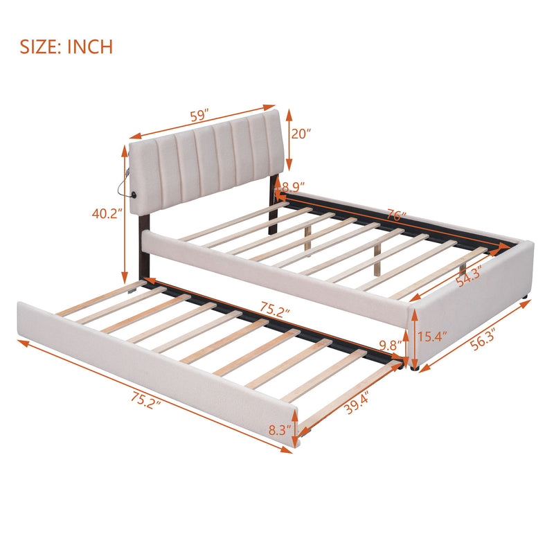 Upholstered Platform Bed With Trundle - R&R Furniture Gallery (Fountain Valley, CA)