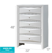 Glory Furniture Marilla Chest, an accent piece with wood finish and decorative handles, ideal for living room or hallway storage.