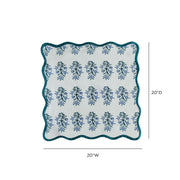 Set of four blue cornflower printed cotton canvas napkins by TOV Furniture, featuring floral design for elegant table setting.