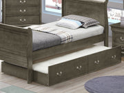Elegant Glory Furniture trundle bed with a classic design, featuring a wooden frame and pull-out bed for versatile sleeping space.