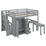Loft Bed With Stairs, Bookshelf, Drawers, Desk & Wardrobe, Space Saving Multifunctional Furniture - R&R Furniture Gallery (Fountain Valley, CA)