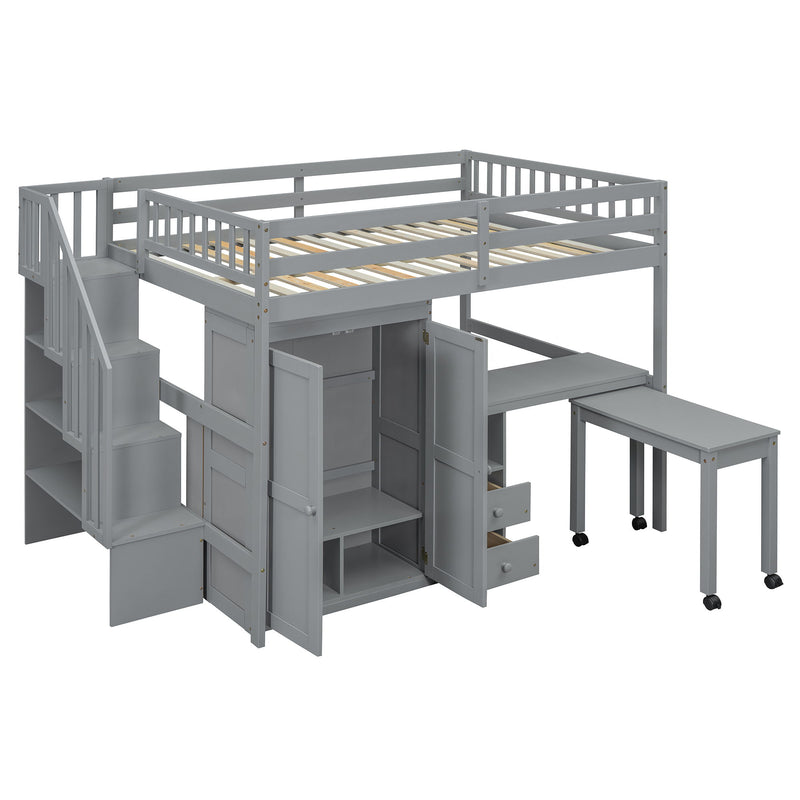 Loft Bed With Stairs, Bookshelf, Drawers, Desk & Wardrobe, Space Saving Multifunctional Furniture - R&R Furniture Gallery (Fountain Valley, CA)