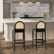 Panama - Curved Back Cane Bar Stool (Set of 2) - R&R Furniture Gallery (Fountain Valley, CA)
