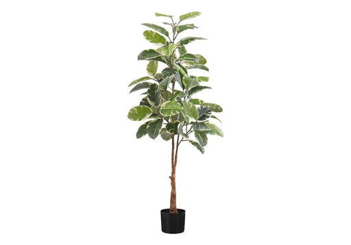 52" Tall, Artificial Plant, Rubber Tree, Indoor, Fake, Floor, Greenery, Potted, Real Touch, Decorative - Green / Black - R&R Furniture Gallery (Fountain Valley, CA)