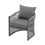 Modern Curved Aluminum Lounge Chair With Stylish Rope Weave Design And Cushioned Comfort For Outdoor - R&R Furniture Gallery (Fountain Valley, CA)