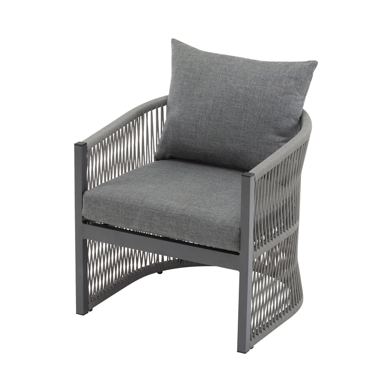 Modern Curved Aluminum Lounge Chair With Stylish Rope Weave Design And Cushioned Comfort For Outdoor - R&R Furniture Gallery (Fountain Valley, CA)