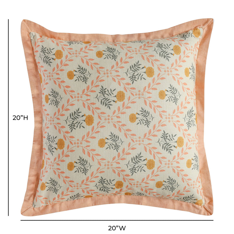 TOV Furniture Dolce 20-inch blush pink cotton throw pillow cover with soft, natural fabric for cozy home decor.