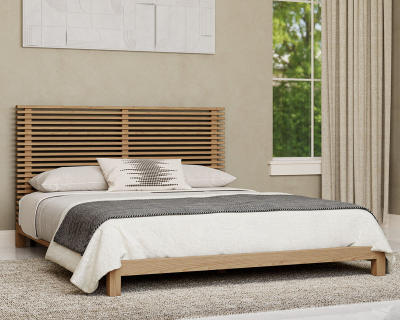 Tanner King-size Solid Ash Platform Bed in Flaxen