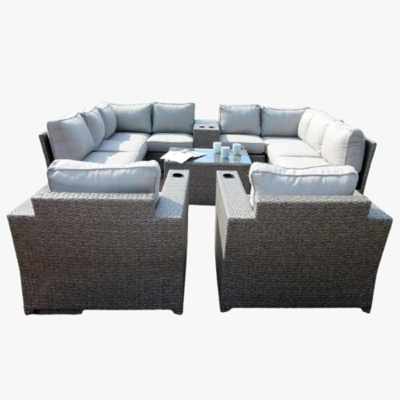 Outdoor Wicker Sectional With Weather Resistant Cushions And Table - R&R Furniture Gallery (Fountain Valley, CA)