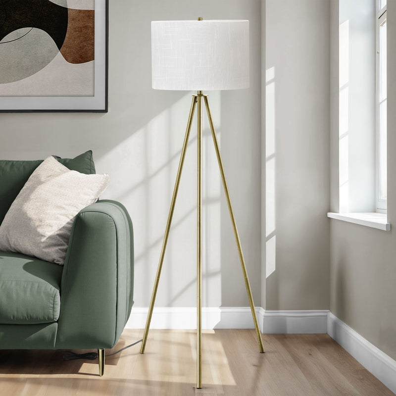 Contemporary 8th Street floor lamp with sleek metal stand and modern design, ideal for living room or office lighting.