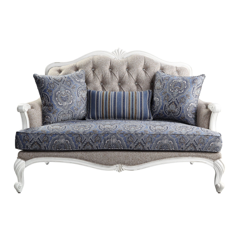 Ciddrenar - Loveseat With 3 Pillows - Fabric & White - R&R Furniture Gallery (Fountain Valley, CA)