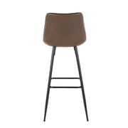 Set of two Lumi Source Durango industrial fixed height counter stools with square footrests in black and espresso finish.
