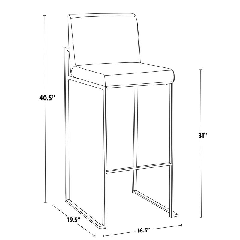 Lumi Source Fuji high back barstool with elegant contemporary design, showcasing sleek wooden seat and metal legs.