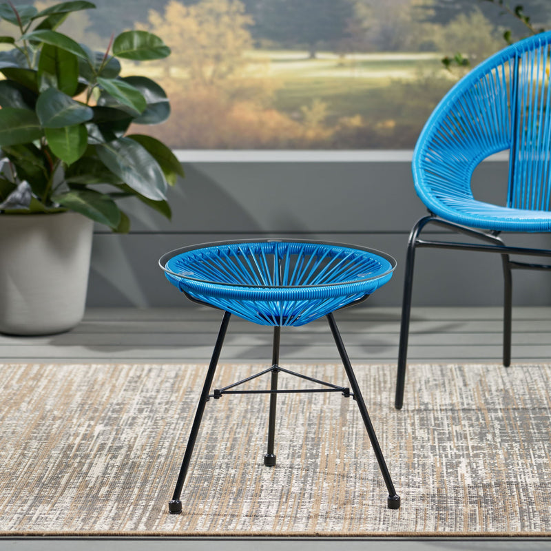 Nusa - Modern Rattan Side Table With Tempered Glass Top - R&R Furniture Gallery (Fountain Valley, CA)