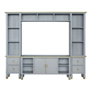 House Marchese - Entertainment Center - Gold Trim & Pearl Gray - R&R Furniture Gallery (Fountain Valley, CA)