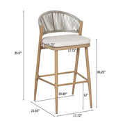 Outdoor Bar Height Metal Frame Counter Stools With Scallop Shaped Backrest & Water Resistant Cushions - R&R Furniture Gallery (Fountain Valley, CA)