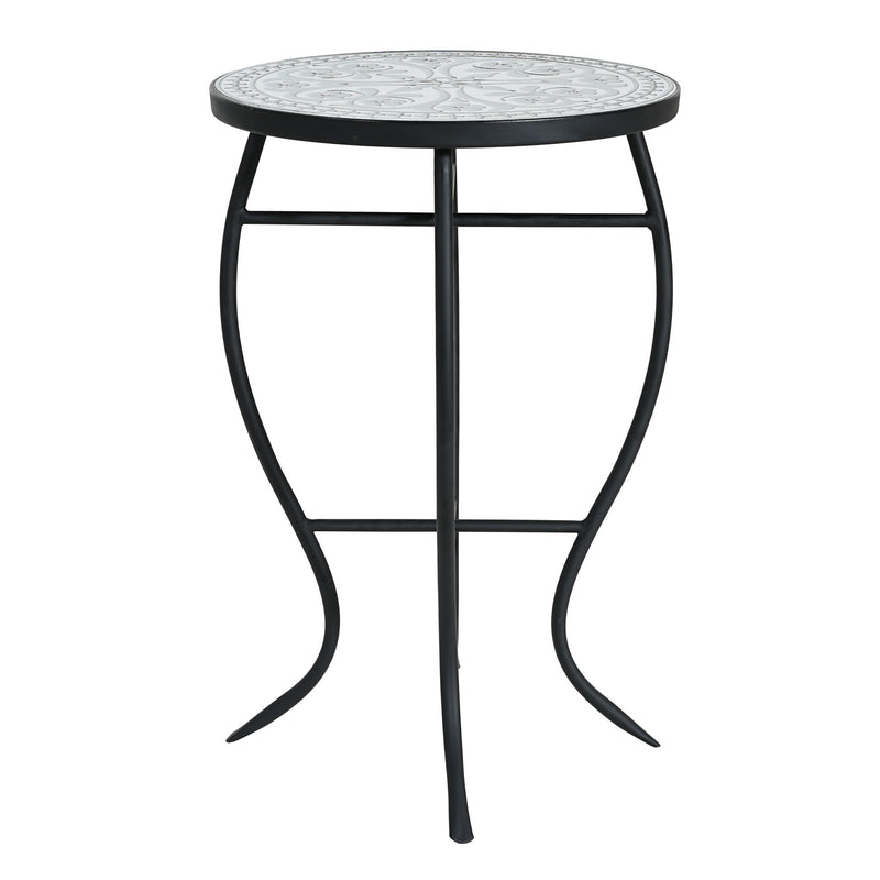 Outdoor Round Side Table With Mosaic Style Top And Curved Iron Legs - R&R Furniture Gallery (Fountain Valley, CA)