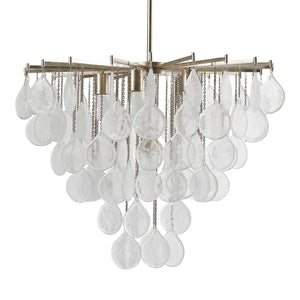 Uttermost Goccia tear drop glass pendant light hanging with sleek metal fixture, modern pendant lighting design.