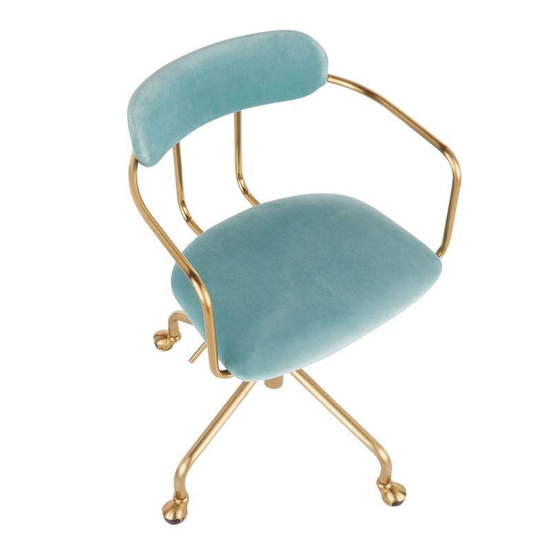 Lumi Source Demi contemporary office desk chair with black upholstery and adjustable height, modern ergonomic design.