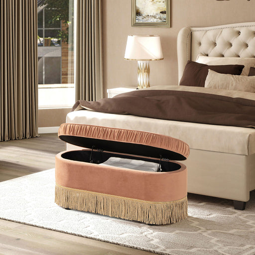 Serena - Contemporary Design Oval Storage Bench Ottoman - R&R Furniture Gallery (Fountain Valley, CA)