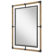 Uttermost Melville Iron & Rope Wall Mirror with light brown finish, featuring a round shape and nautical-inspired design.