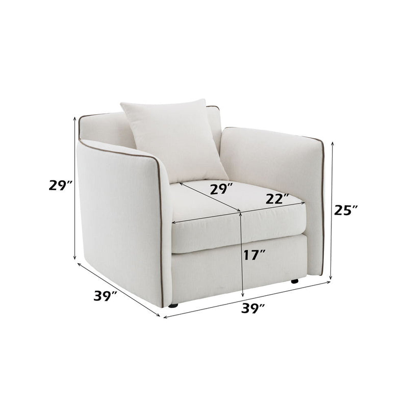 Yolanda - Chair With Pillow - Beige Chenille