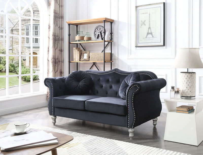 Stylish flared arm stationary loveseat by Glory Furniture with plush upholstery and modern design, perfect for cozy living rooms.