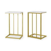 Noble House Modern Glam C-Shape End Table with sleek design, smooth surface, and sturdy base, ideal as a chair side table.