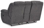 Foreside - Dbl Reclining Loveseat with Console - Charcoal - R&R Furniture Gallery (Fountain Valley, CA)