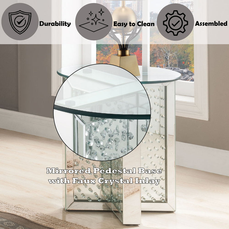 Nysa - 23" End Table - Mirrored & Faux Crystals - R&R Furniture Gallery (Fountain Valley, CA)
