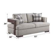 Niamey - Loveseat With 2 Pillows - Fabric & Walnut - R&R Furniture Gallery (Fountain Valley, CA)