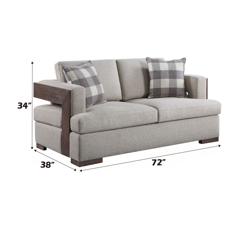 Niamey - Loveseat With 2 Pillows - Fabric & Walnut - R&R Furniture Gallery (Fountain Valley, CA)