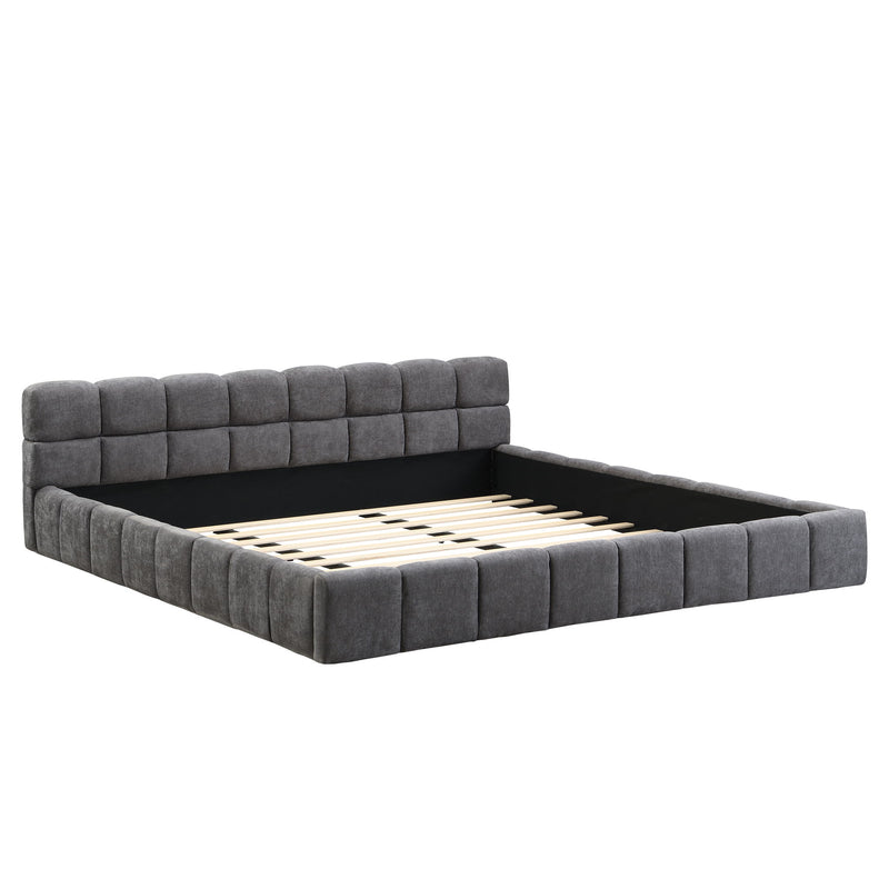 Elegant Upholstered Bed With Checkerboard Design - R&R Furniture Gallery (Fountain Valley, CA)