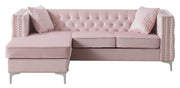 Glory Furniture Paige stationary sectional sofa with chaise lounge, beige fabric upholstery and plush cushioned seating.