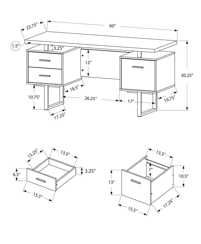 Computer Desk For Home Office, Laptop, Left, Right Set - Up, Storage Drawers, Contemporary & Modern - R&R Furniture Gallery (Fountain Valley, CA)