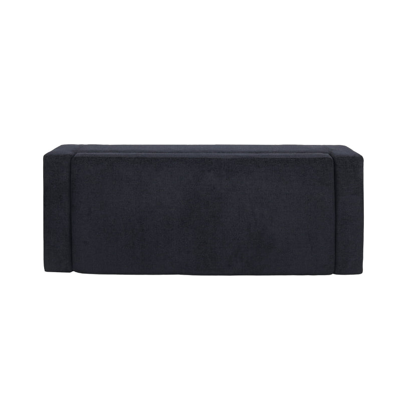 Noble House textured fabric ottoman bench with hinged lid, showcasing soft upholstery and sturdy wooden legs.
