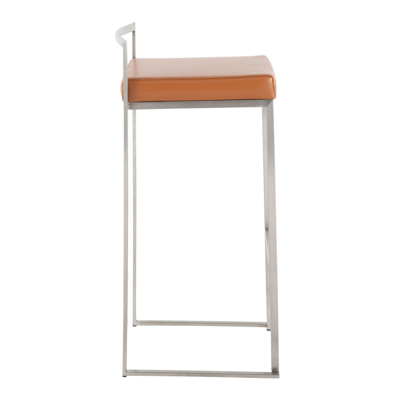 Lumi Source Fuji contemporary stackable barstool set with sleek design and modern style, shown in a neutral finish and arranged for seating.