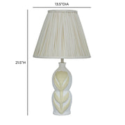 TOV Furniture Edith cream curved papier mache flower pleated table lamp with floral design and soft lighting.