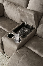 Laresview - Dbl Reclining Loveseat with Console - Fossil - R&R Furniture Gallery (Fountain Valley, CA)