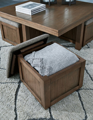 Boardernest - Cocktail Table With 4 Stools (Set of 5) - Brown - R&R Furniture Gallery (Fountain Valley, CA)
