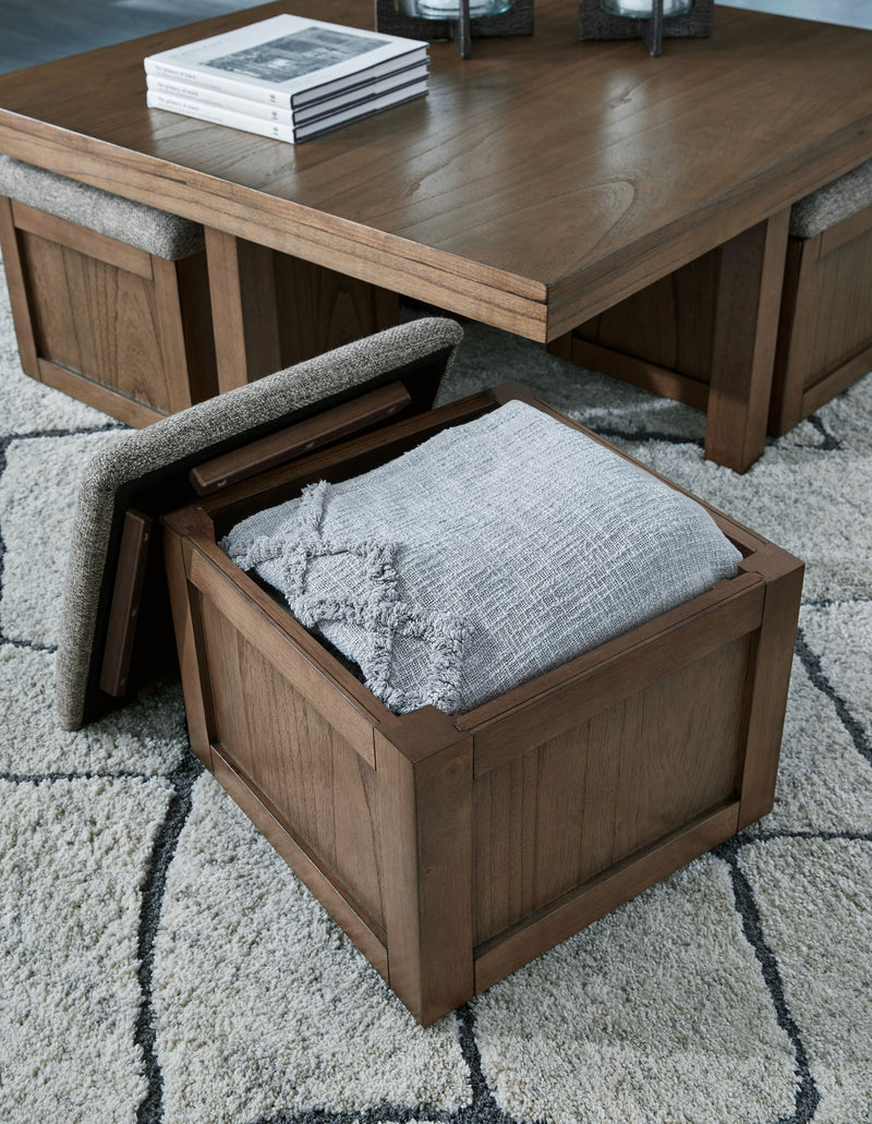Boardernest - Cocktail Table With 4 Stools (Set of 5) - Brown - R&R Furniture Gallery (Fountain Valley, CA)