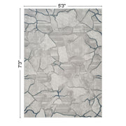 Geometrix - 5'3" X 7'3" Area Rug, Geometric 3D Effect - Gray / Ivory - R&R Furniture Gallery (Fountain Valley, CA)